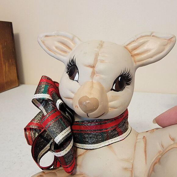 Vtg 80s Kimple Mold Christmas Ceramic Reindeer Figurines Hand Painted 2 - Picture 12 of 16